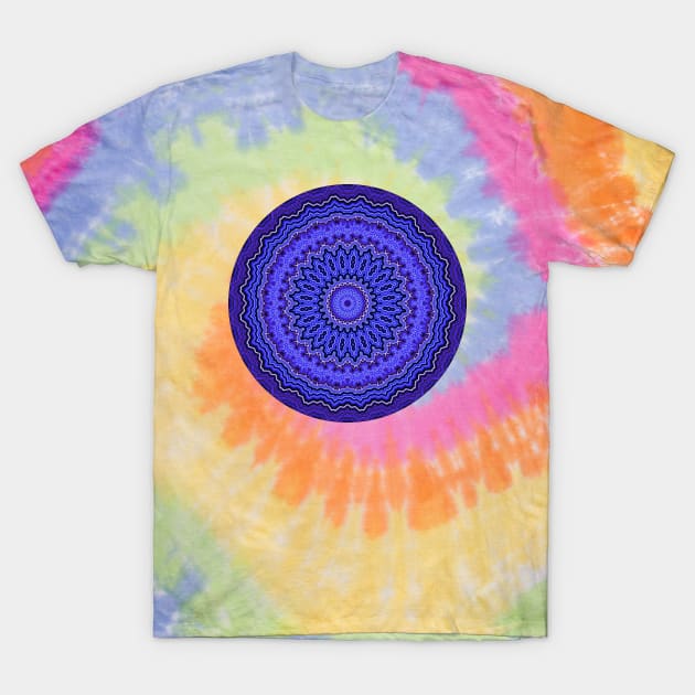 Round Blue Third Eye Chakra Mandala T-Shirt by KaSaPo